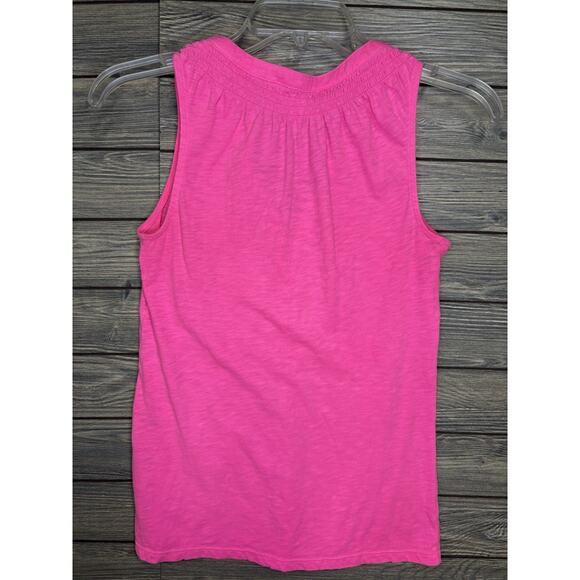 Lilly Pulitzer Womens Bright Pink Split Neck With Button Tank Top Size XSmall - Picture 5 of 7